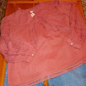 Loft Size XXL Rust Swiss Dot BOHO Top (NWT)